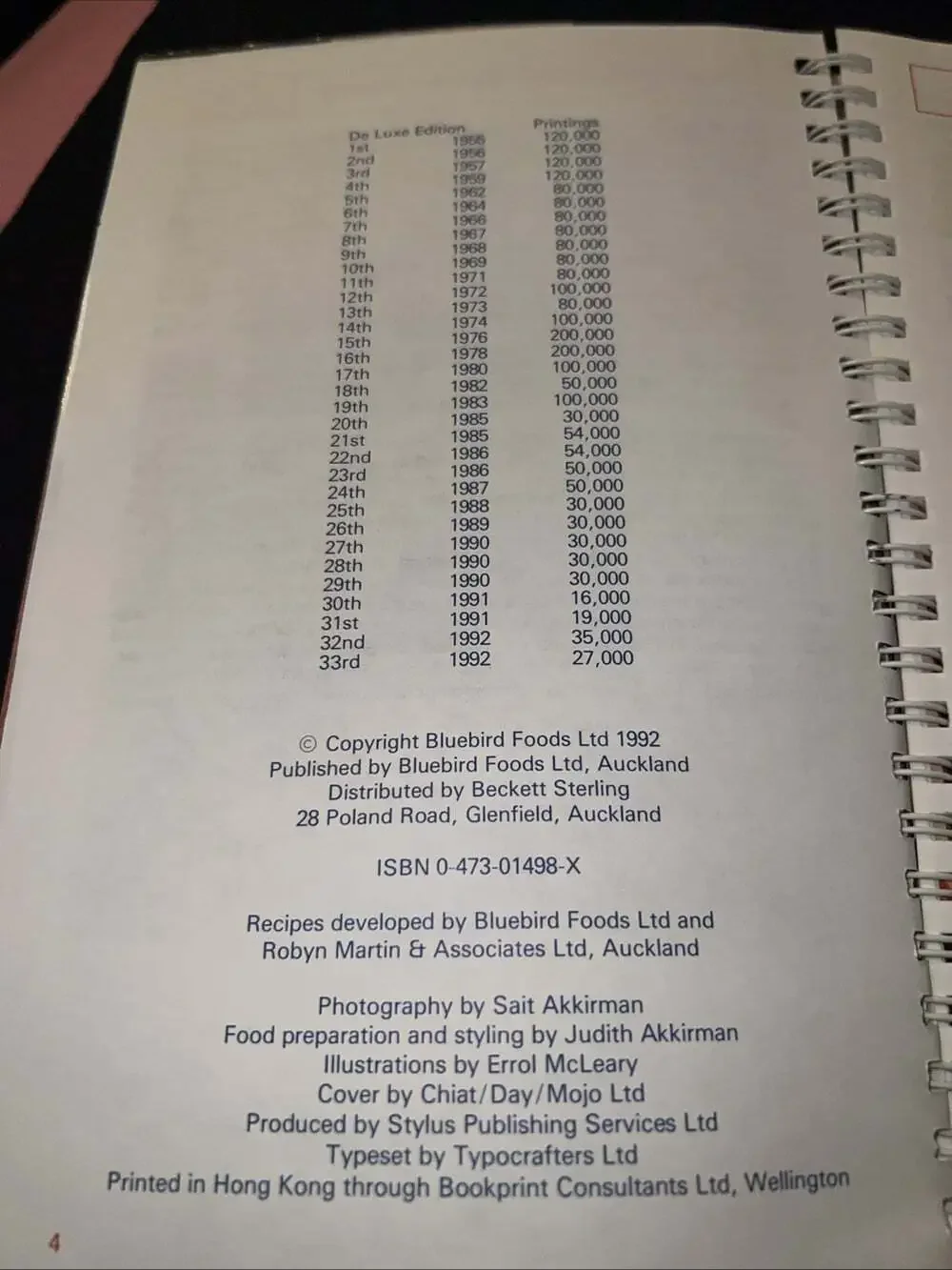 VTG 1992 Edmonds Cookery Book Bluebird Foods Cookbook Auckland New Zealand